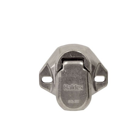 Haldex Receptacle, 7-Way, Trailer, Std Sae Design, Metal, Plug-In, 2-Hole, Accepts 8Ga Ground BE23703